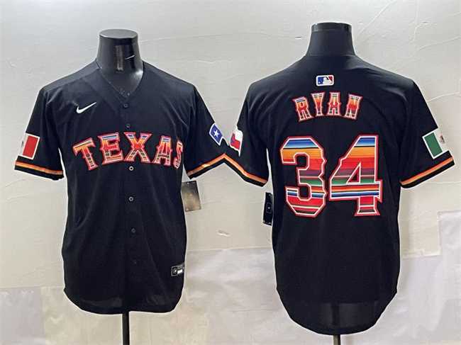 Men%27s Texas Rangers #34 Nolan Ryan Black Mexico Limited Stitched Jersey